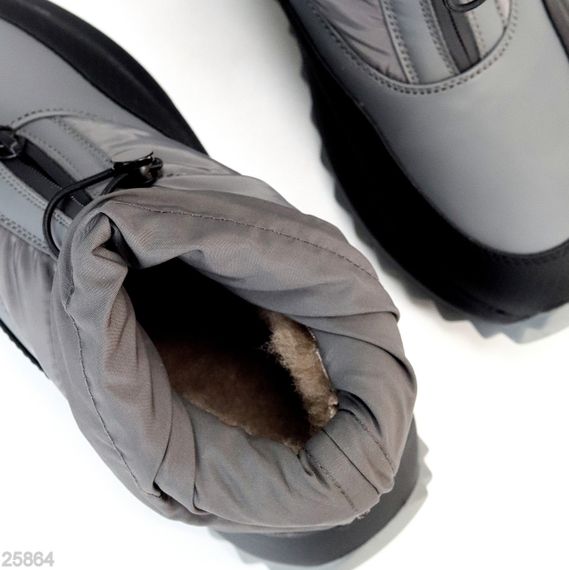 Спортивные серые ботинки дутики водонепроницаемые с фиксатором | Зображення 8