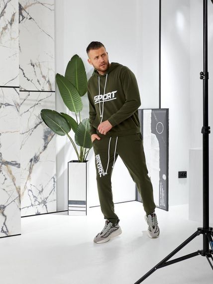 Спортивный костюм мужской из двунитки AleX Модель 2908 Хаки, 56-58 | Зображення 1