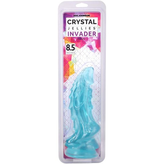 Фентезійний фалоімітатор Doc Johnson Crystal Jellies - Invader Dong 8.5 Inch - Teal Sex Aura | Зображення 4