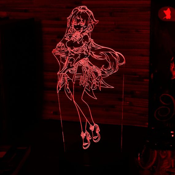 Акриловый светильник-ночник Гань Юй (Ganyu) красный tty-n000655