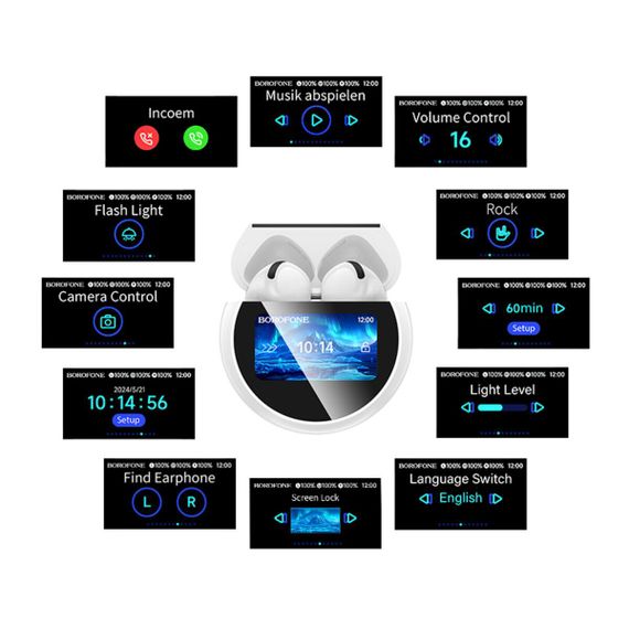 Бездротові навушники BOROFONE BW87 Mist true wireless BT headset with touch screen White | Зображення 6