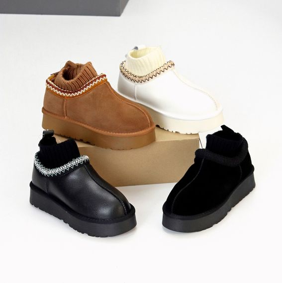 Черные низкие угги с текстильным манжетом натуральная кожа флотар | Зображення 9