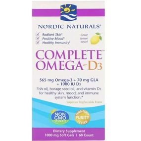 Омега 3 Nordic Naturals Complete Омега-D3 1000 mg 60 Softgels Lemon Flavor NOR01778