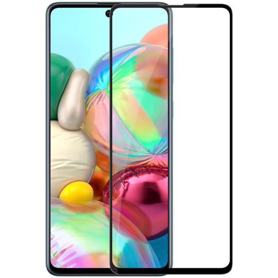 Захисне скло 3D для Samsung Galaxy A71 Чорне (повна проклейка на весь екран)