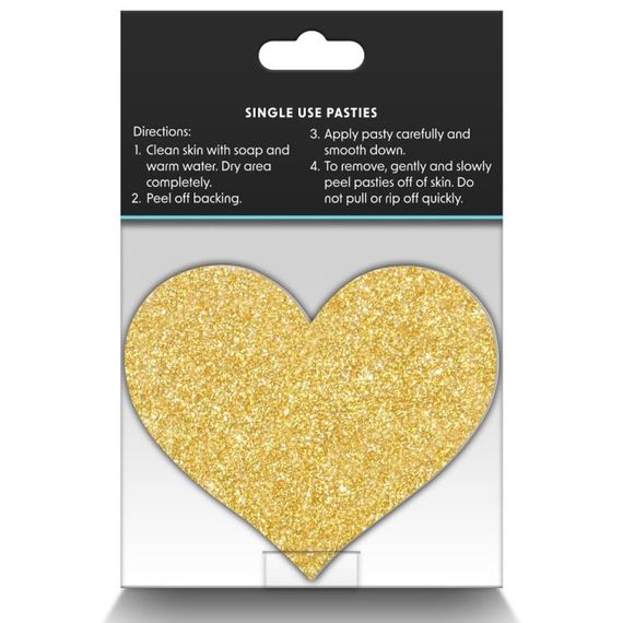 Набір з 2 пар пестисів у формі серця NS Novelties Pretty Pasties Glitter Hearts, чорний/золотий | Зображення 2