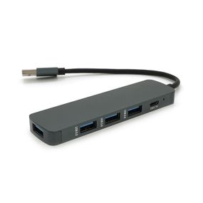 Хаб USB 3.0 алюмінієвий, 4 порту, 20 см, заряд до 900mAh, підтримка до 2TB, Пакет