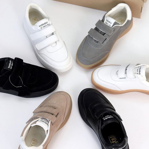 Повсякденні чорні кеди на липучках натуральна шкіра в асортименті | Зображення 9