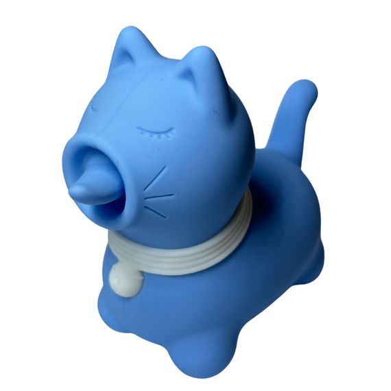 Стимулятор клитора с длинным вращающимся язычком UNIVIBE Котик, 10 режимов, синий Sex Aura