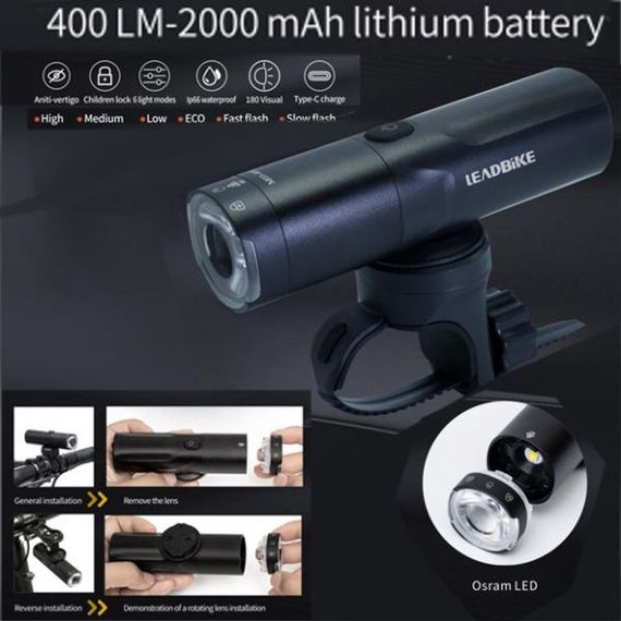 Велофара мощная LEADBIKE M03-OSRAM 800LM, 2500mAh, Лед фара на велосипед, Оптика велосипедная, Освещение | Зображення 3