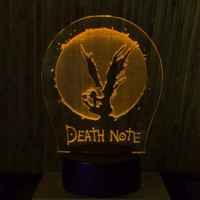 Акриловый светильник-ночник Тетрадь Смерти желтый tty-n000304