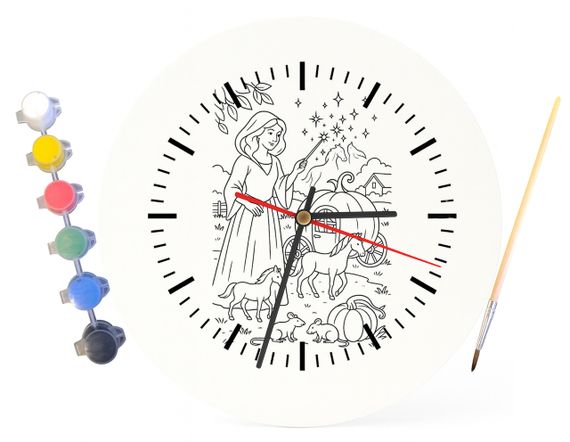 Детский набор для творчества часы-раскраска Золушка (по мотивам сказки Шарля Перро) 30 см (Г0013) | Зображення 2