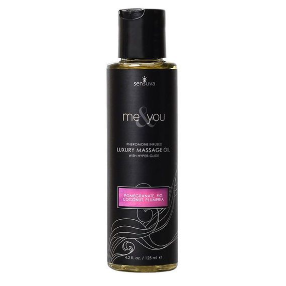 Массажное масло Sensuva Me&You Pomegranate, Fig, Coconut & Plumeria (125 мл) с феромонами Sex Aura