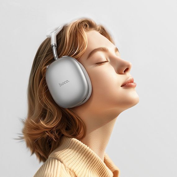 Накладні бездротові навушники Hoco W55 Plus Happiness ANC noise reduction Silver | Зображення 3