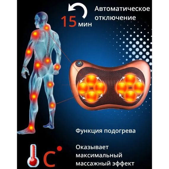Массажер в автомобиль для водителя, Массажер на сиденье авто, Роликовая подушка для массажа тела LF-86 | Зображення 2