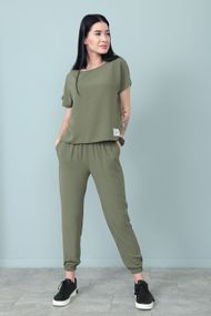Женский летний легкий костюм укороченные штаны и футболка Gf7931 цвет хаки, размер 46/48