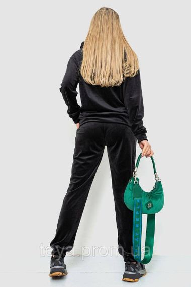 Спортивний костюм жіночий велюровий з капюшоном, колір чорний, розмір L FA_008819 | Зображення 3