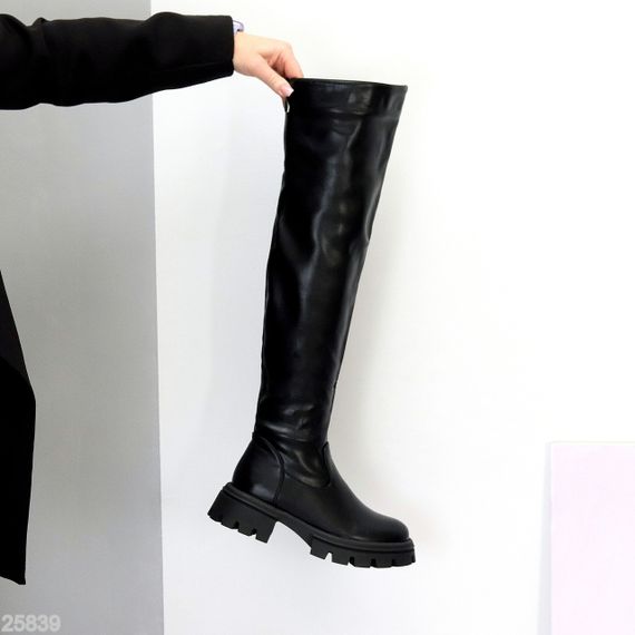 Високі чорні чоботи блискавка ботфорти по всій довжині | Зображення 1