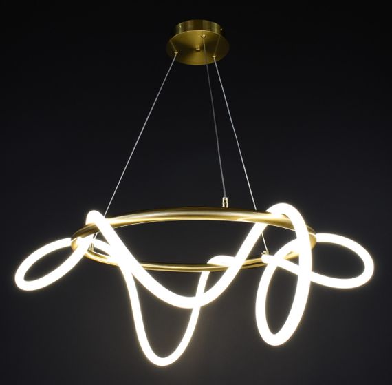 Люстра світлодіодна підвісна LED світильник для квартири на стелю лед 27728 Латунь 50-150х80х80 см. | Зображення 1