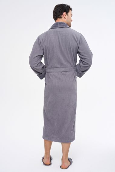 Мужской халат Nusa 1163 с тапочками и полотенцами, Серый, L/XL | Зображення 4