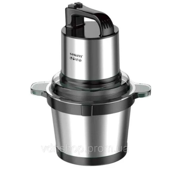 Чопер подрібнювач з чашею 3,5 літри м'ясорізка 4 леза нержавіюча сталь м'ясорубка Sokany SK-7028