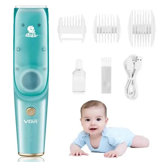 Бесшумная машинка для стрижки детей и младенцев VGR Baby V-151, Беспроводной триммер 3 насадки с вытяжкой | Зображення 1