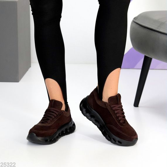 Молодіжні дизайнерські кросівки натуральна замша колір Шоколад | Зображення 6