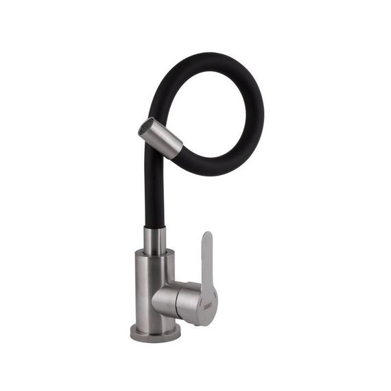 Змішувач для кухні Brinex Pure 015F3 з гнучким виливом   Nickel/Black BRIPUR015F3NKB | Зображення 2
