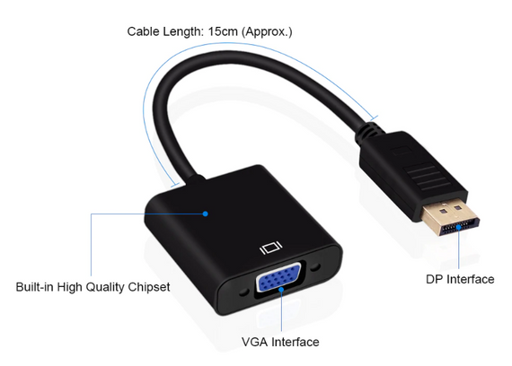 Адаптер-преобразователь Displayport (DP) - VGA, конвертер Display Port - VGA | Зображення 4