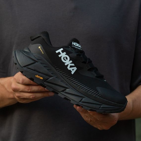 Кросівки демісезонні шкіряні Hoka підкладка Gore-Tex колір чорний | Зображення 1
