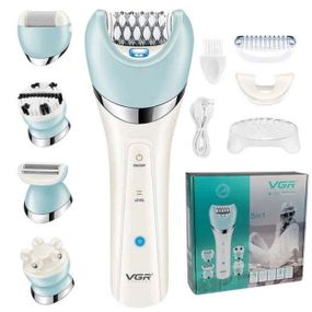 Епілятор жіночий з триммером VGR V-703 5в1 для видалення волосся на тілі акумуляторна пемза масажна насадка