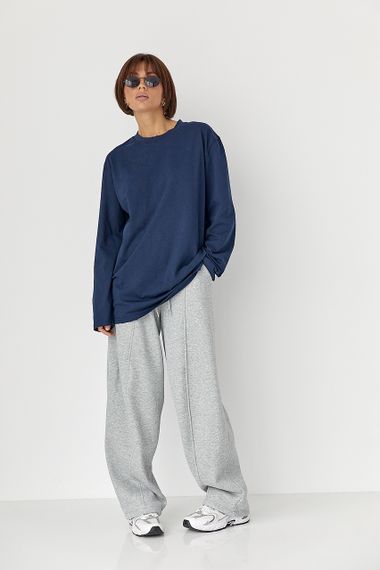 Однотонний базовий лонг oversize - темно-синій цвет, ONE SIZE (є розміри) | Зображення 2