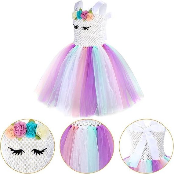 Сукня Єдинорога на 5–6 років з пишною райдужною спідницею, обручем, крильцями, карнавальний костюм для Дня народження Хелловіну | Зображення 7