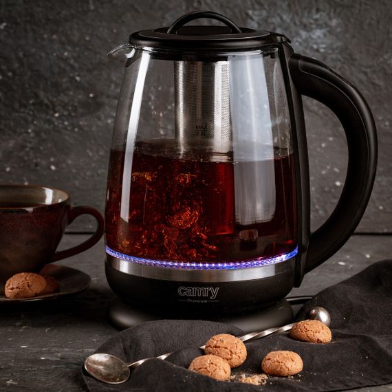 Електрочайник скляний Camry CR 1290 чорний 2 л, 2200 Вт, з регулюванням температури та підсвіткою | Зображення 6