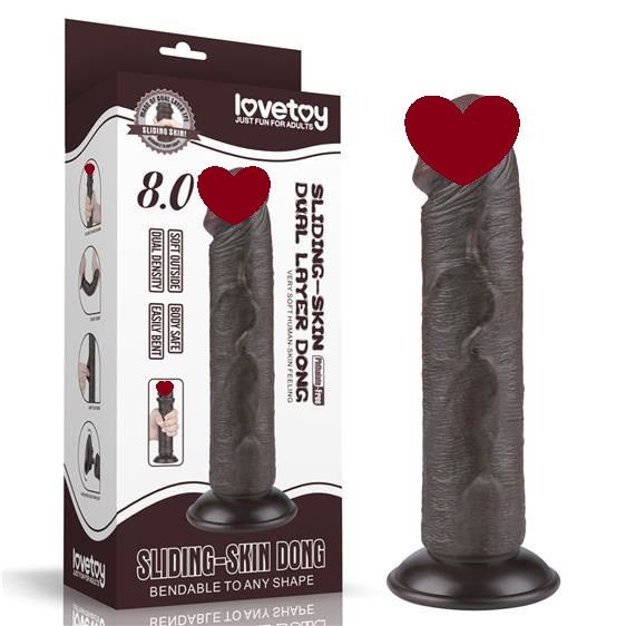 Фалоімітатор - Sliding-Skin Dual Layer Dong 8" Black Sex Aura