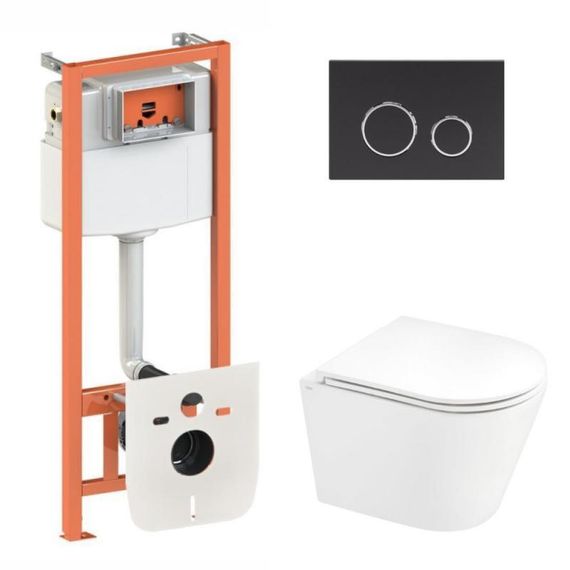 Готове рішення Qtap для ванної кімнати: підвісний унітаз Scorpio Ultra Quiet + комплект інсталяції Nest 4 в 1 (кругла клавіша
