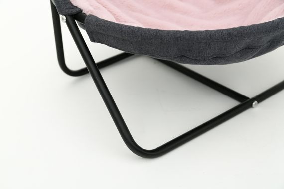 Складаний лежак для домашніх тварин MISOKO Pet bed round plush, 45x45x22 cm, grey and pink | Зображення 2