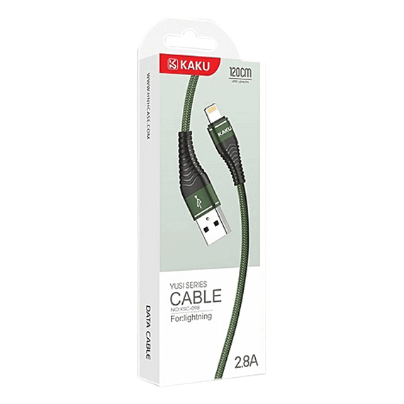 USB кабель Kaku KSC-098 USB - Lightning 1.2 m / 2.8A - Green | Зображення 2
