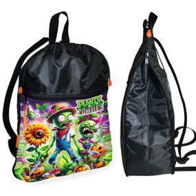 Рюкзак-мешок для обуви,спортивной формы Растения Против Зомби детская сумка для сменки с расширителем (01374)