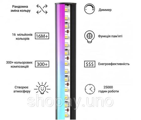 Кутовий LED торшер Ledox Design з пультом та регульованою яскравістю 330 колірних комбінацій | Зображення 9
