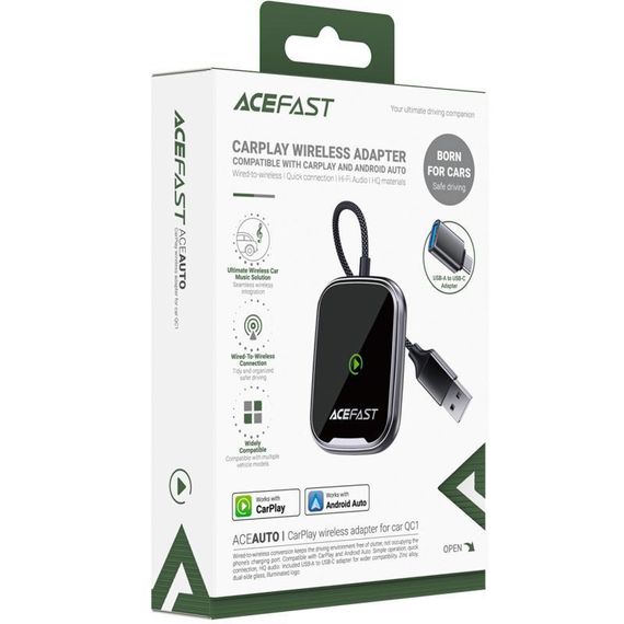Адаптер Acefast QC1 car wireless CarPlay Gray | Зображення 1
