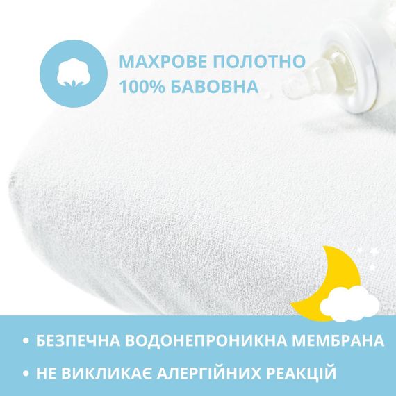 Водонепроницаемый детский наматрасник 2 шт AQUA STOP PAPAELLA 60х120 см с бортом, махровый, 100% хлопок | Зображення 3