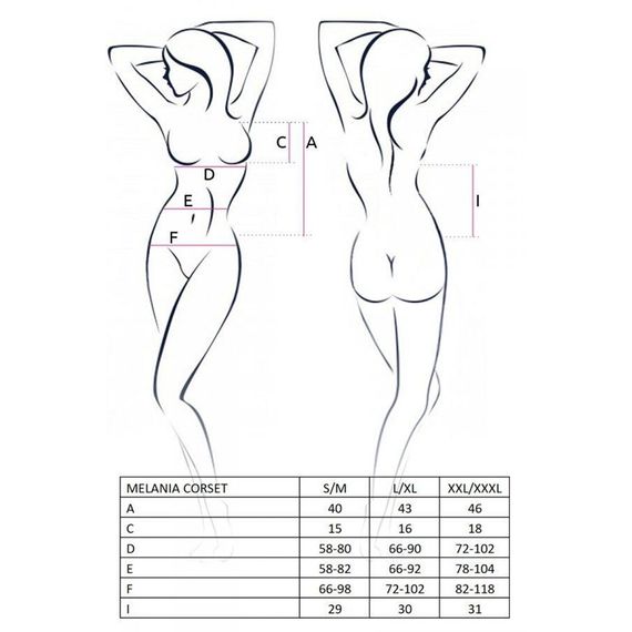 Корсет з пажами Passion MELANIA CORSET XXL/XXXL, black, трусики, напівпрозорий | Зображення 6