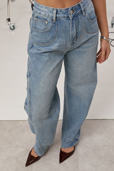 Джинси Baggy з декоративними швами - блакитний цвет, XL (є розміри) | Зображення 1