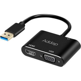 Многофункциональный USB хаб для ноутбука Addap MH-12 для передачи видео, переходник с USB 3.0 на 2 порта HDMI+VGA