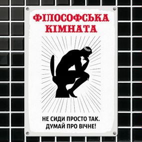 Металлическая табличка Філософська кімната 26х18,5 см (MET_20J025_WH)