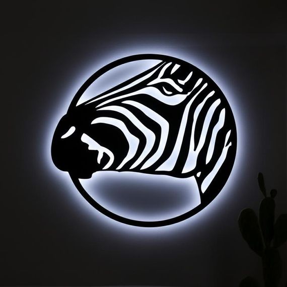 Панно декоративне картина на стіну Зебра LED підсвітка 400х375 acr-p000113 | Зображення 3