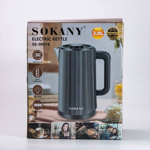 Електрочайник Sokany 3 літри Сірий SK-09018G | Зображення 8