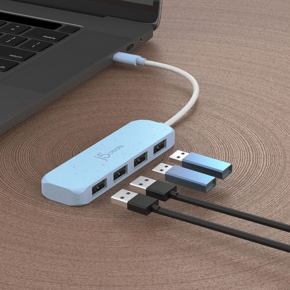 Хаб J5create JCH341EC-N USB-C на 4 USB-A, блакитний | Зображення 4