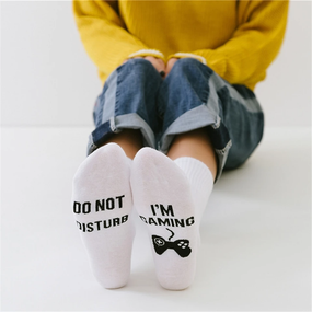Носки забавные повседневные SV с принтом DO NOT DISTURB I`M GAMING унисекс Белый(sv36711), One Size