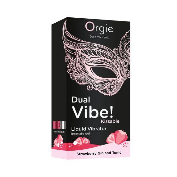 Жидкий вибратор Orgie Dual Vibe! Strawberry Gin & Tonic Kissable Liquid Vibrator, 15 мл | Зображення 3